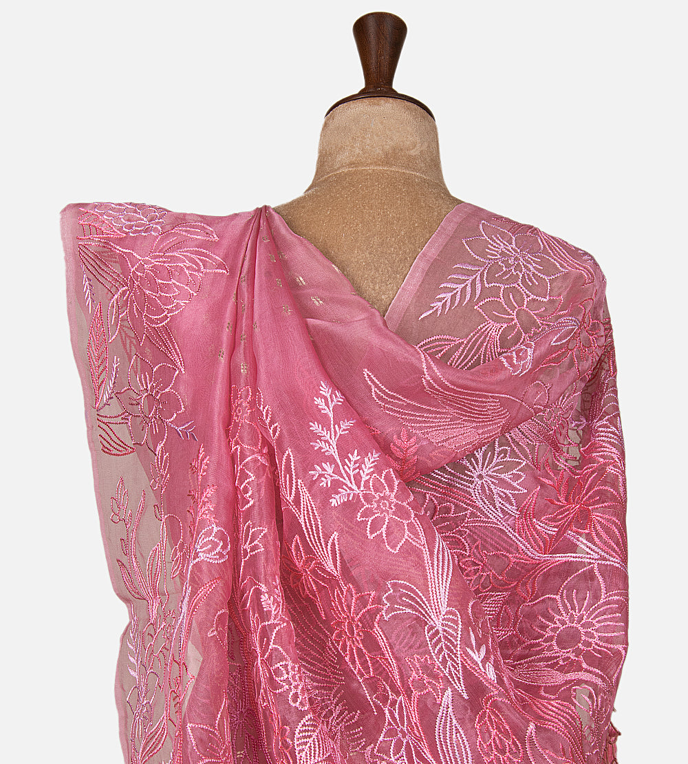 Pink Organza Saree