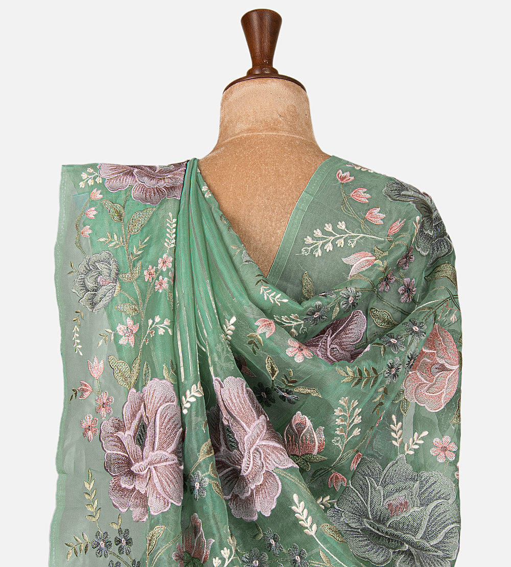 Blue Organza Saree