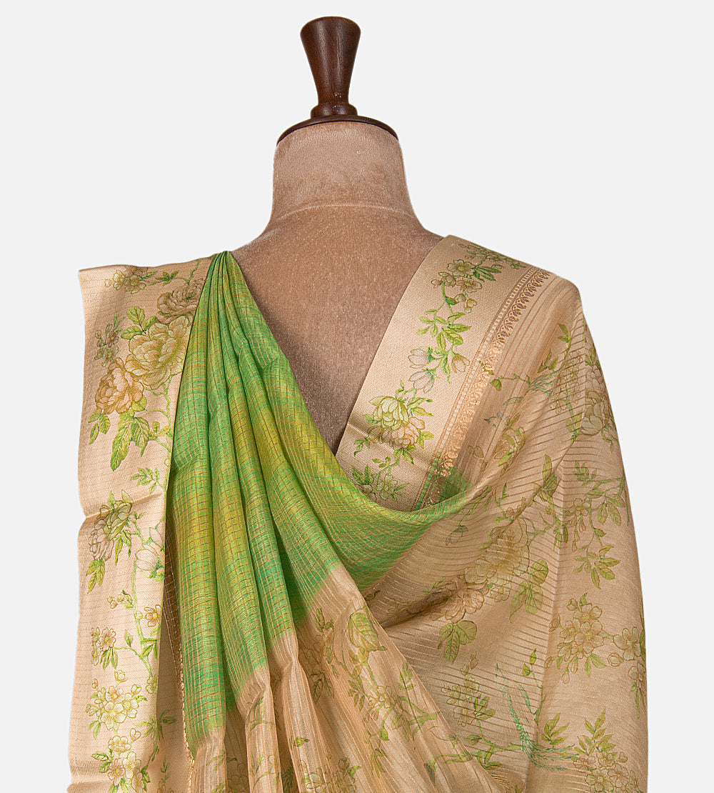 Green Tussar Kota Saree