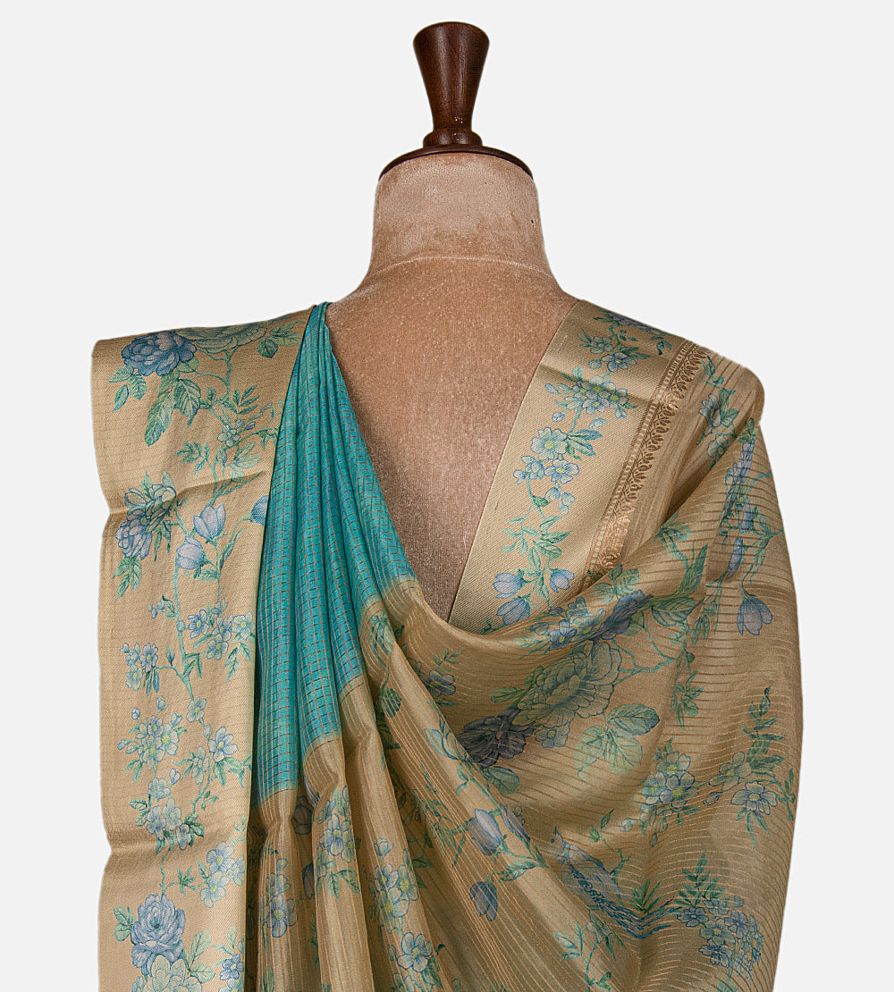 Blue Tussar Kota Saree