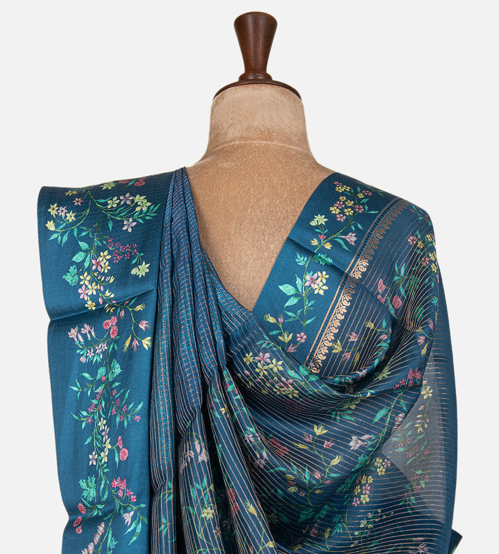 Blue Tussar Kota Saree