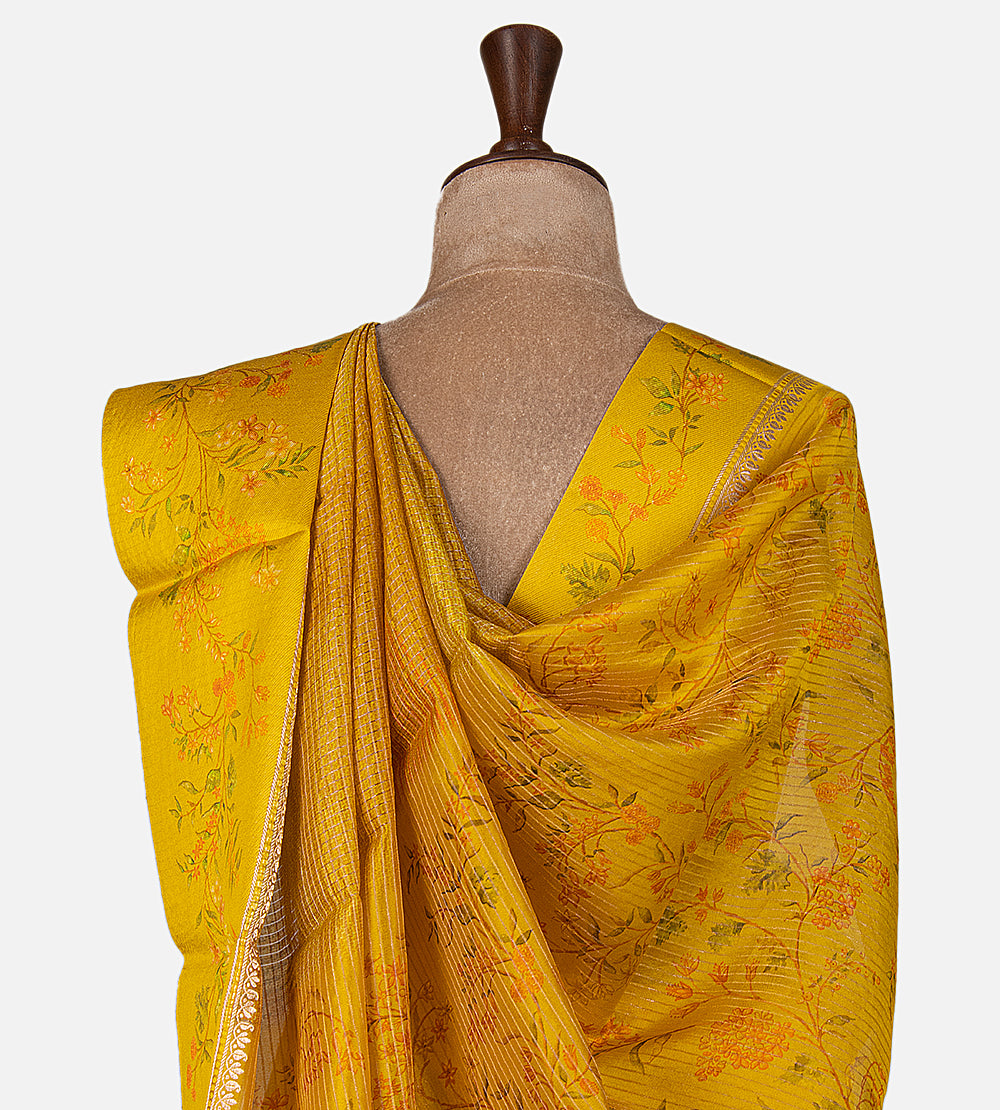 Yellow Tussar Kota Saree