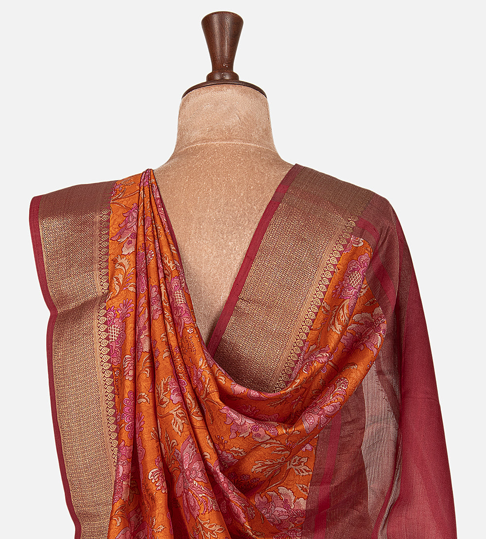 Orange Chaniya Silk Saree
