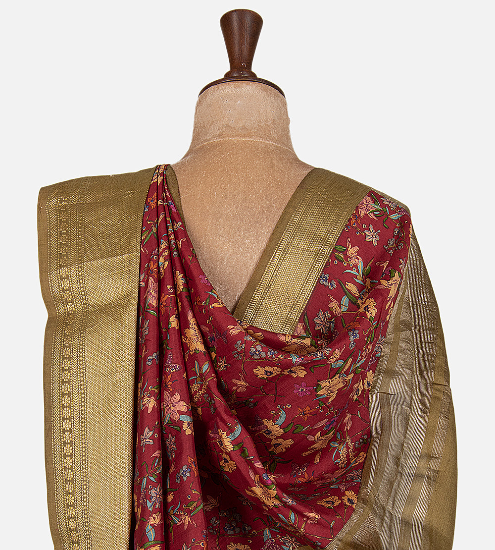 Maroon Chaniya Silk Saree
