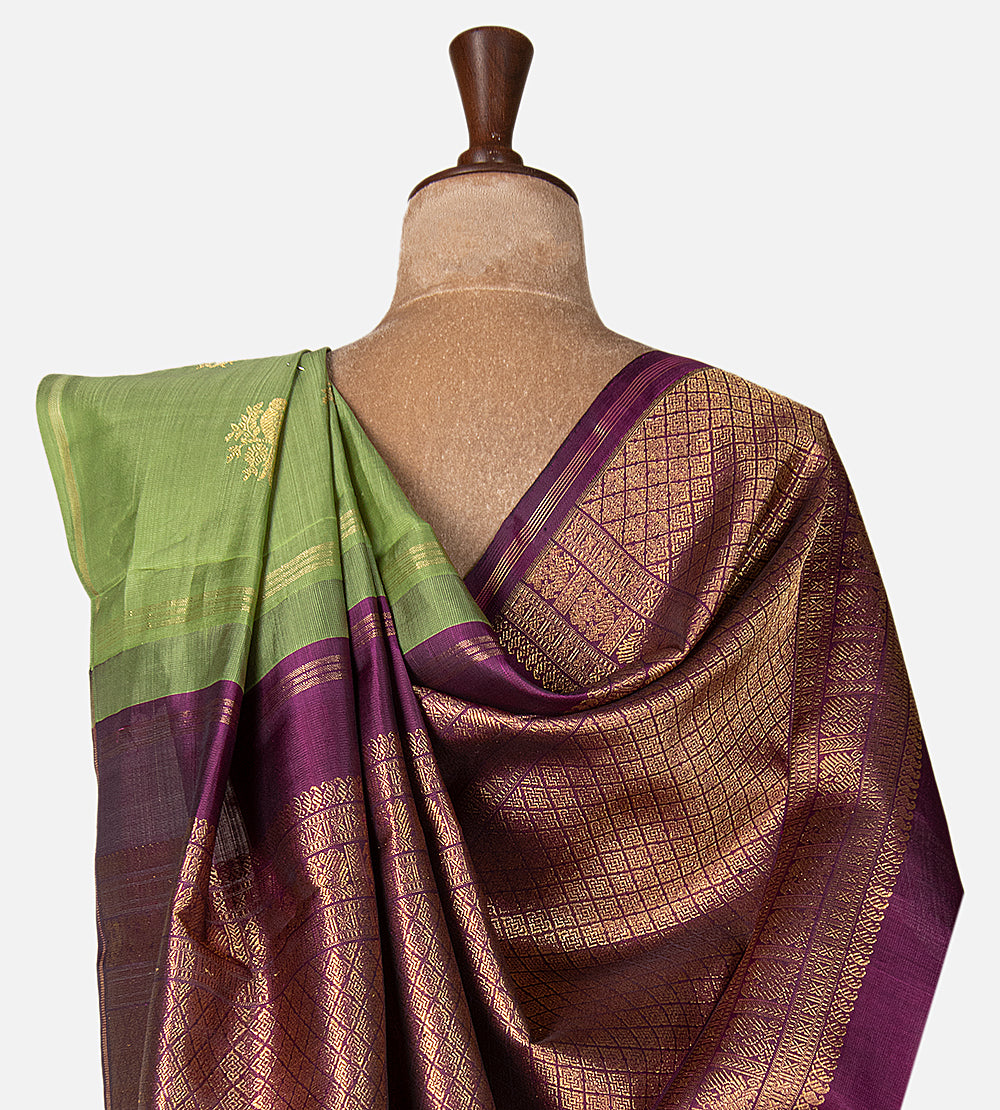 Orangish Pink Kanchipuram Silk Saree