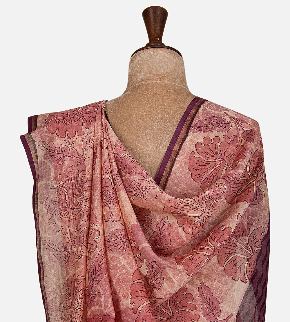 Beige Chanderi Cotton Saree
