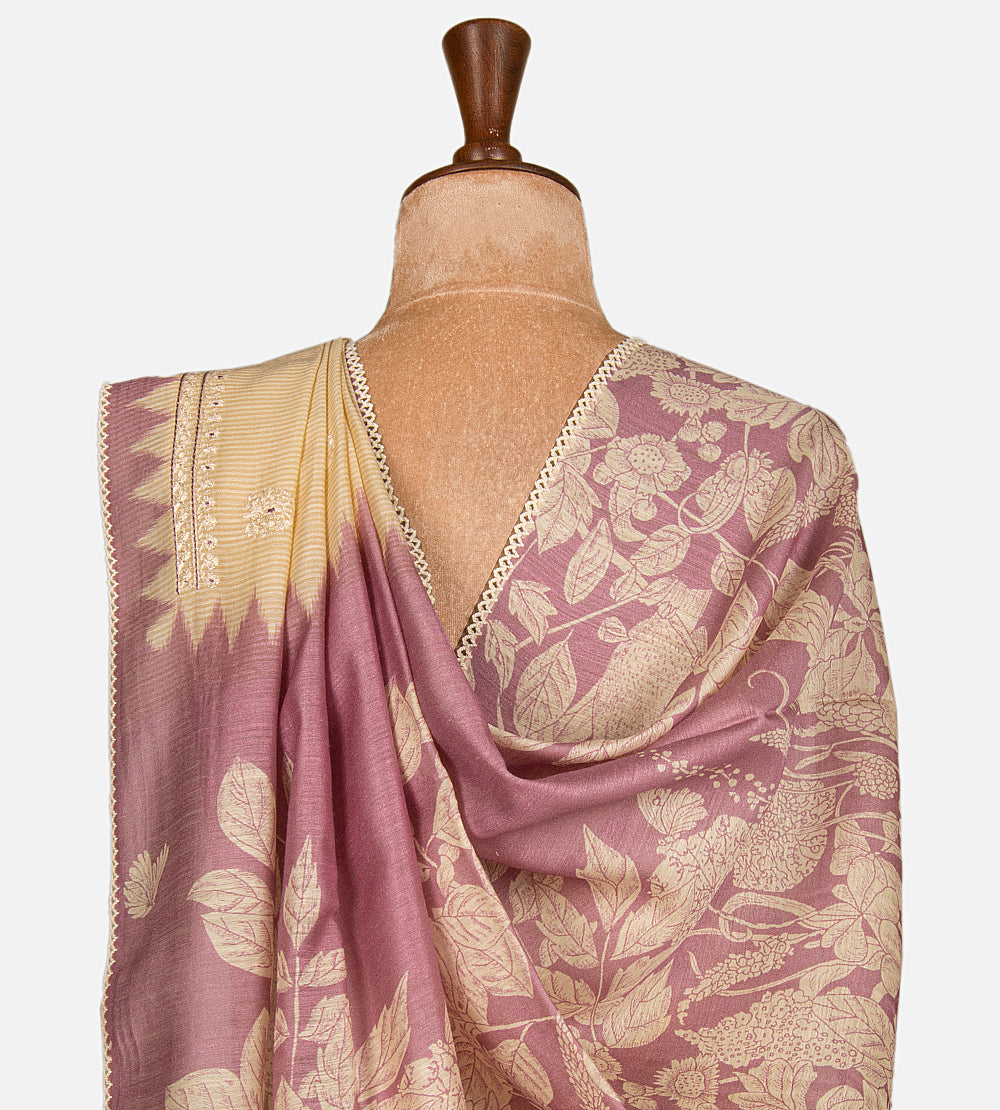 Beige Moonga Tussar Saree