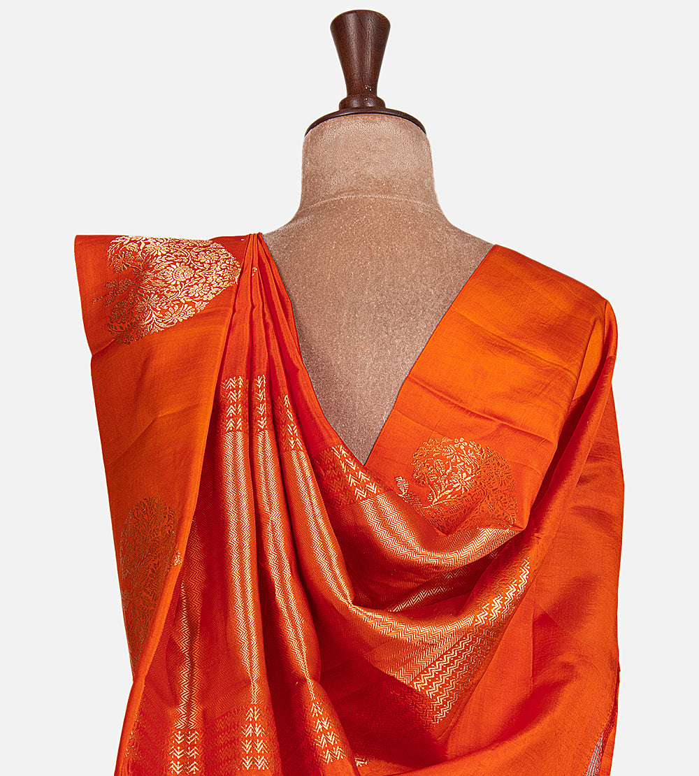 Orange Banarasi Kattan Silk Saree