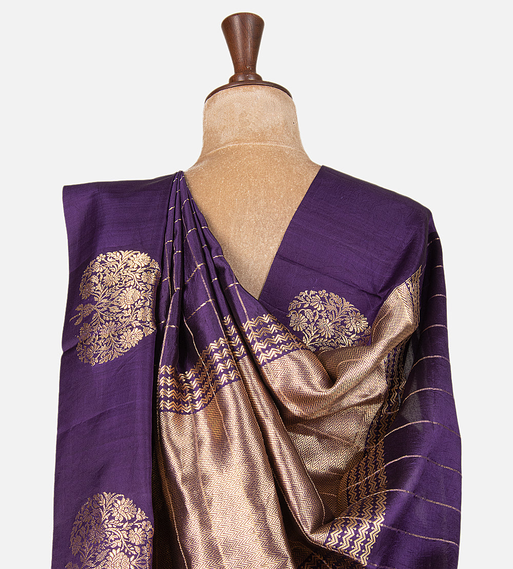 Purple Banarasi Kattan Silk Saree