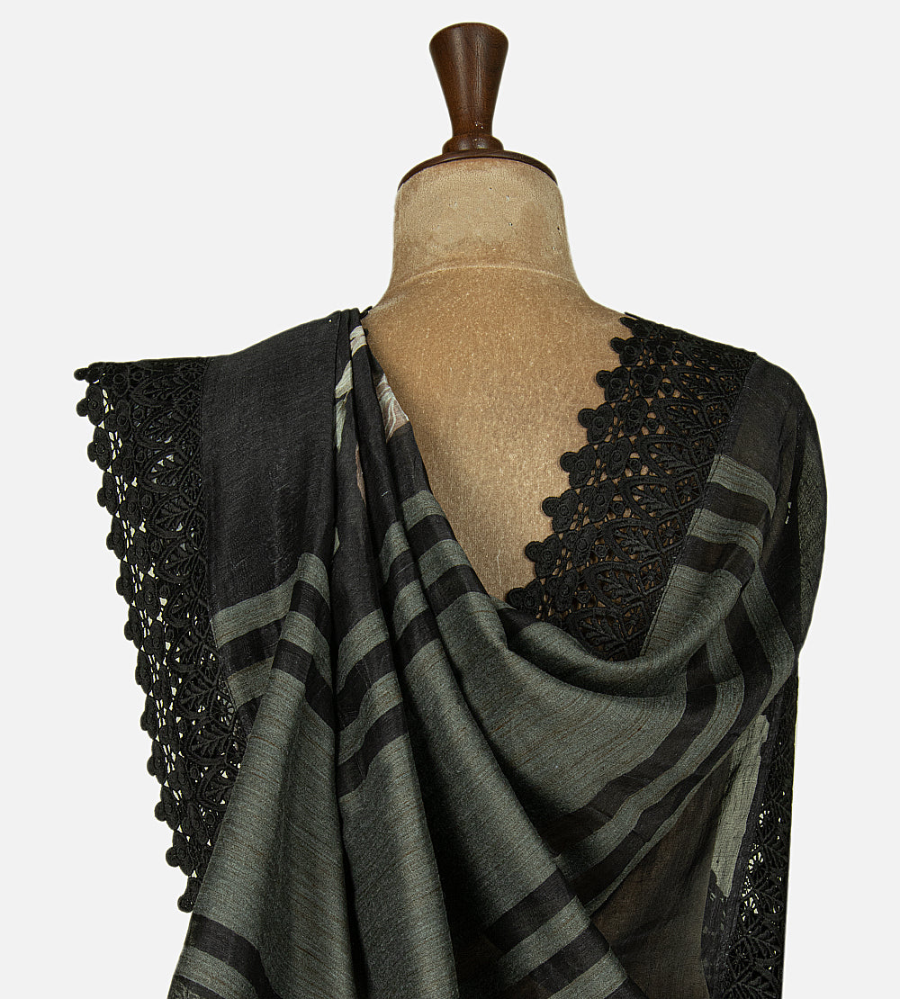 Black Linen Saree