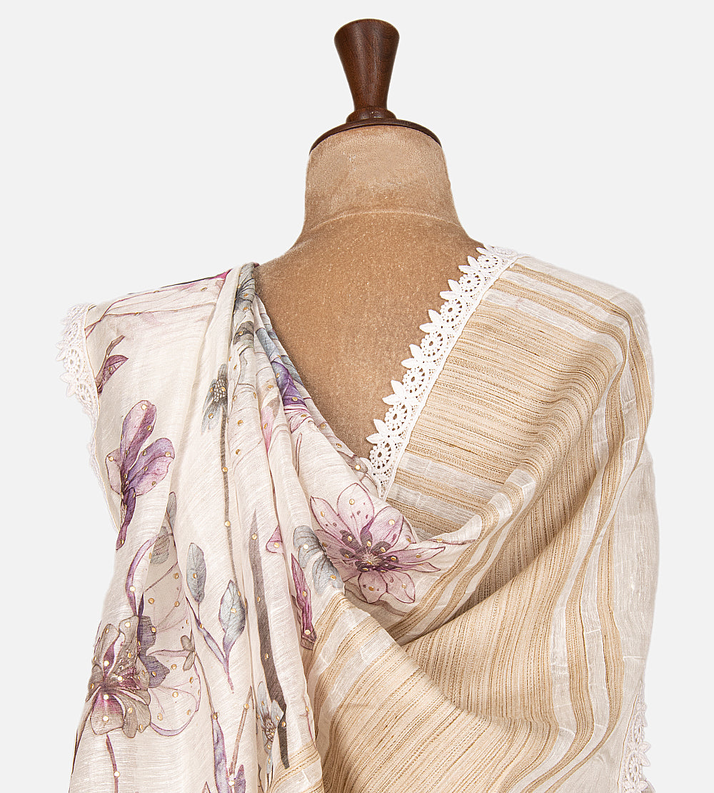 Off-White Linen Saree