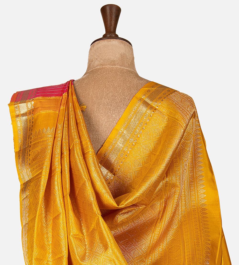Pinkish Orange Kanchipuram Silk Saree