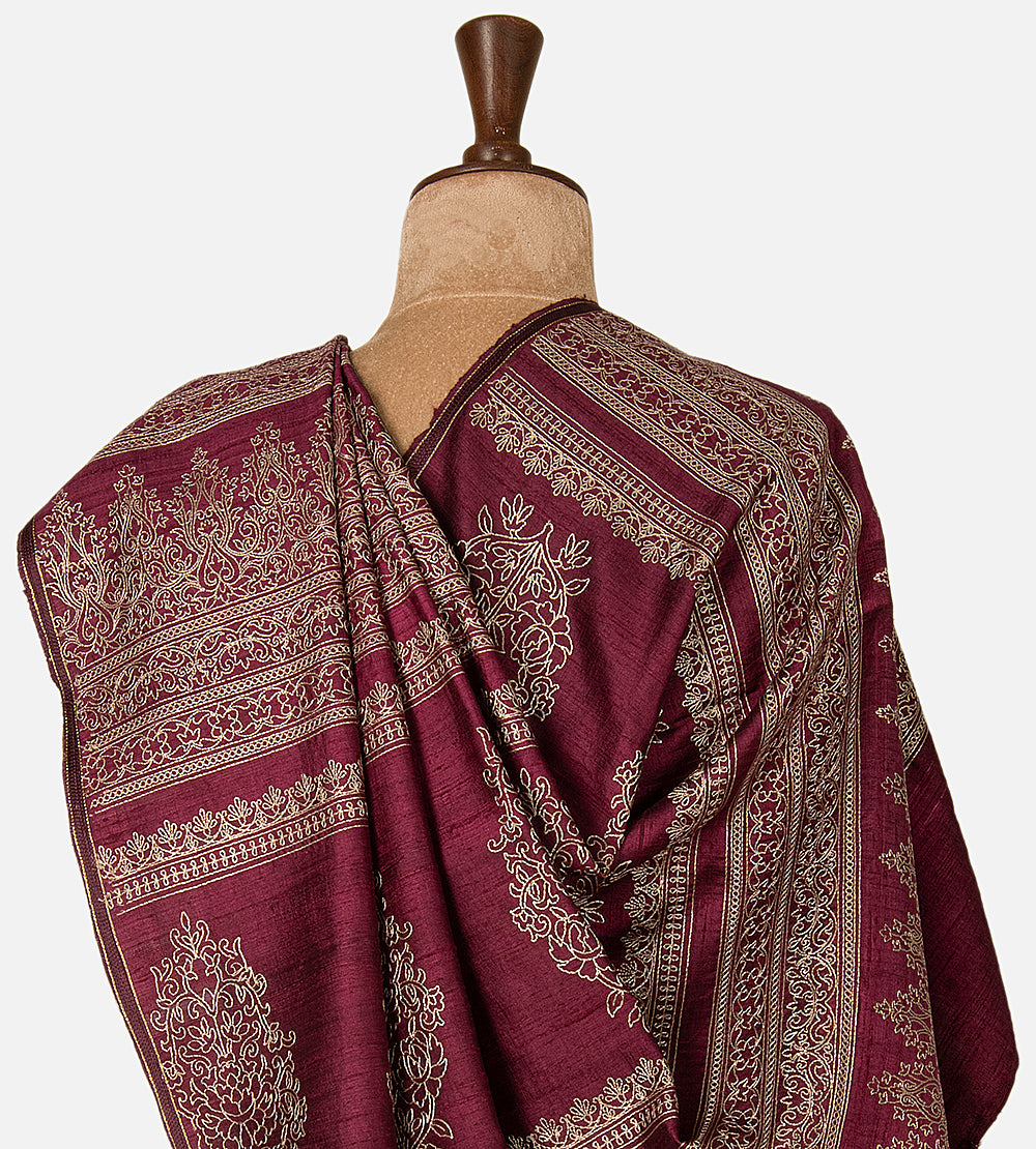 Beige Tussar Organza Saree