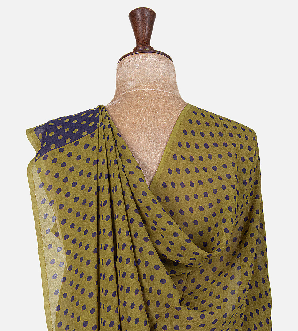 Blue Printed Crepe Saree