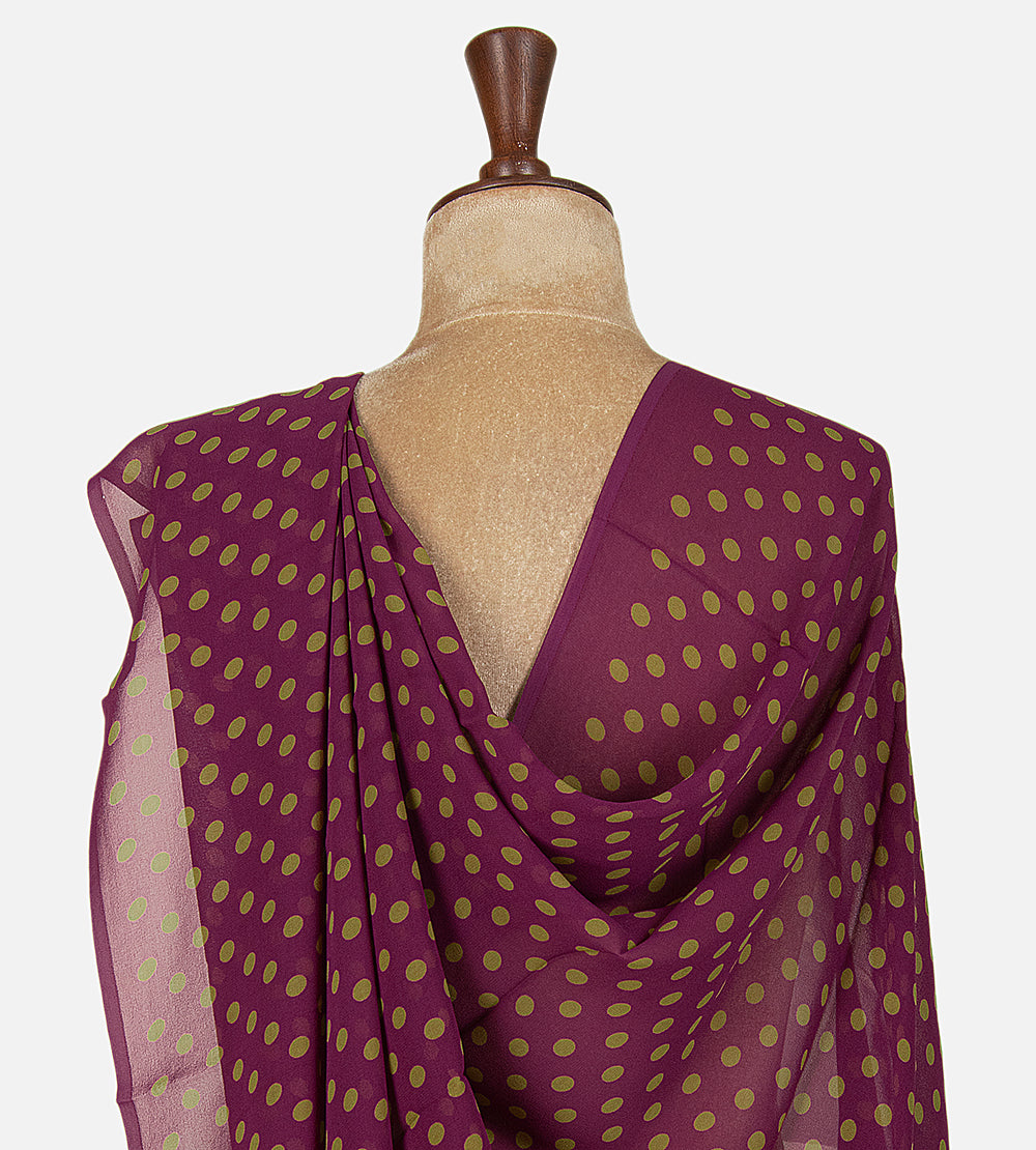 Green Printed Crepe Saree