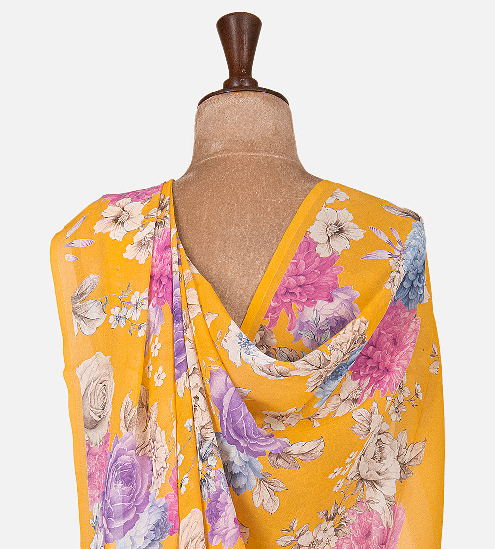 Yellow Georgette Saree