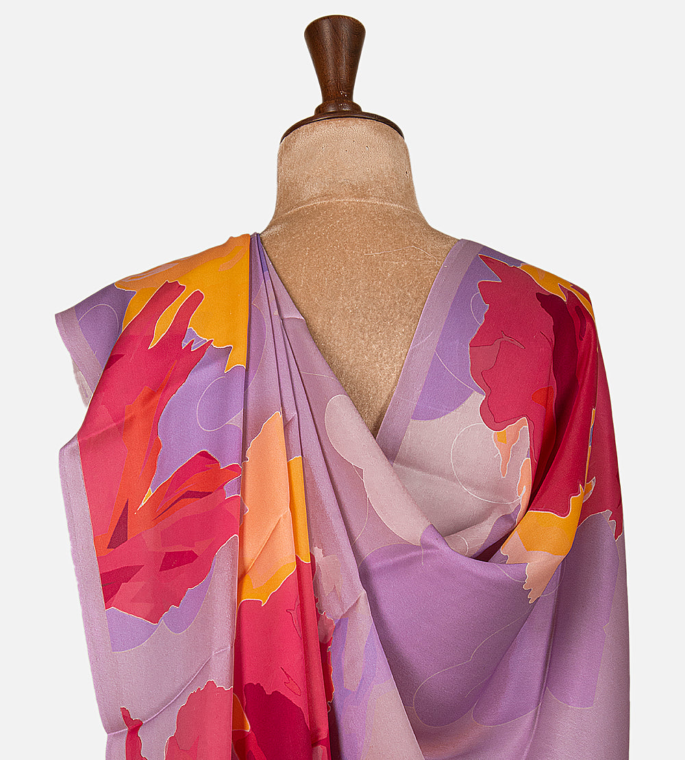 Lavender Satin Crepe Saree