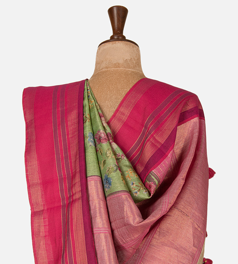 Green Tussar Saree