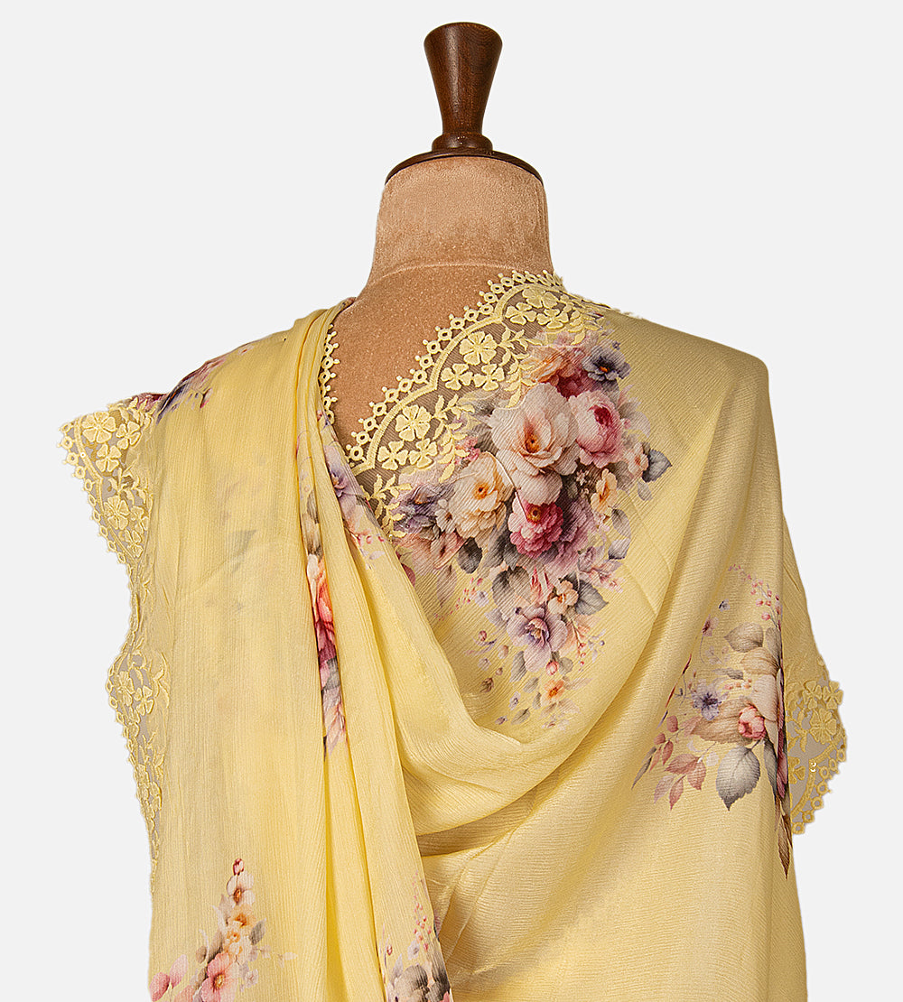 Yellow Chiffon Saree