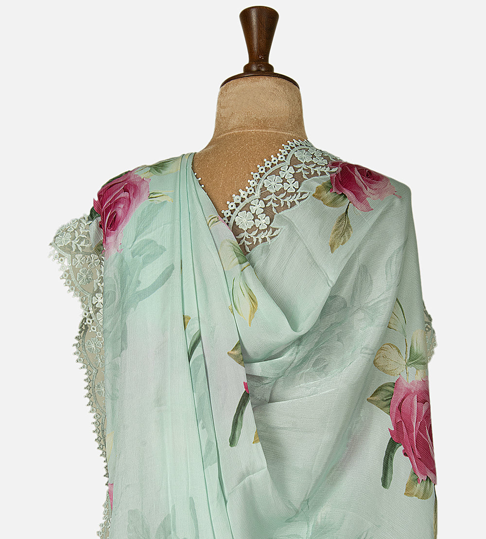 Pastel Blue Chiffon Saree