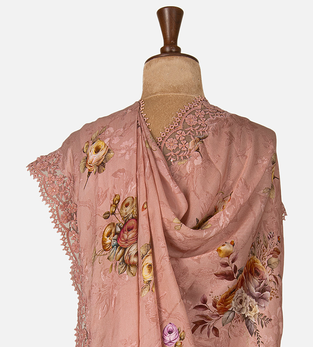 Dusty Rose Pink Chiffon Saree
