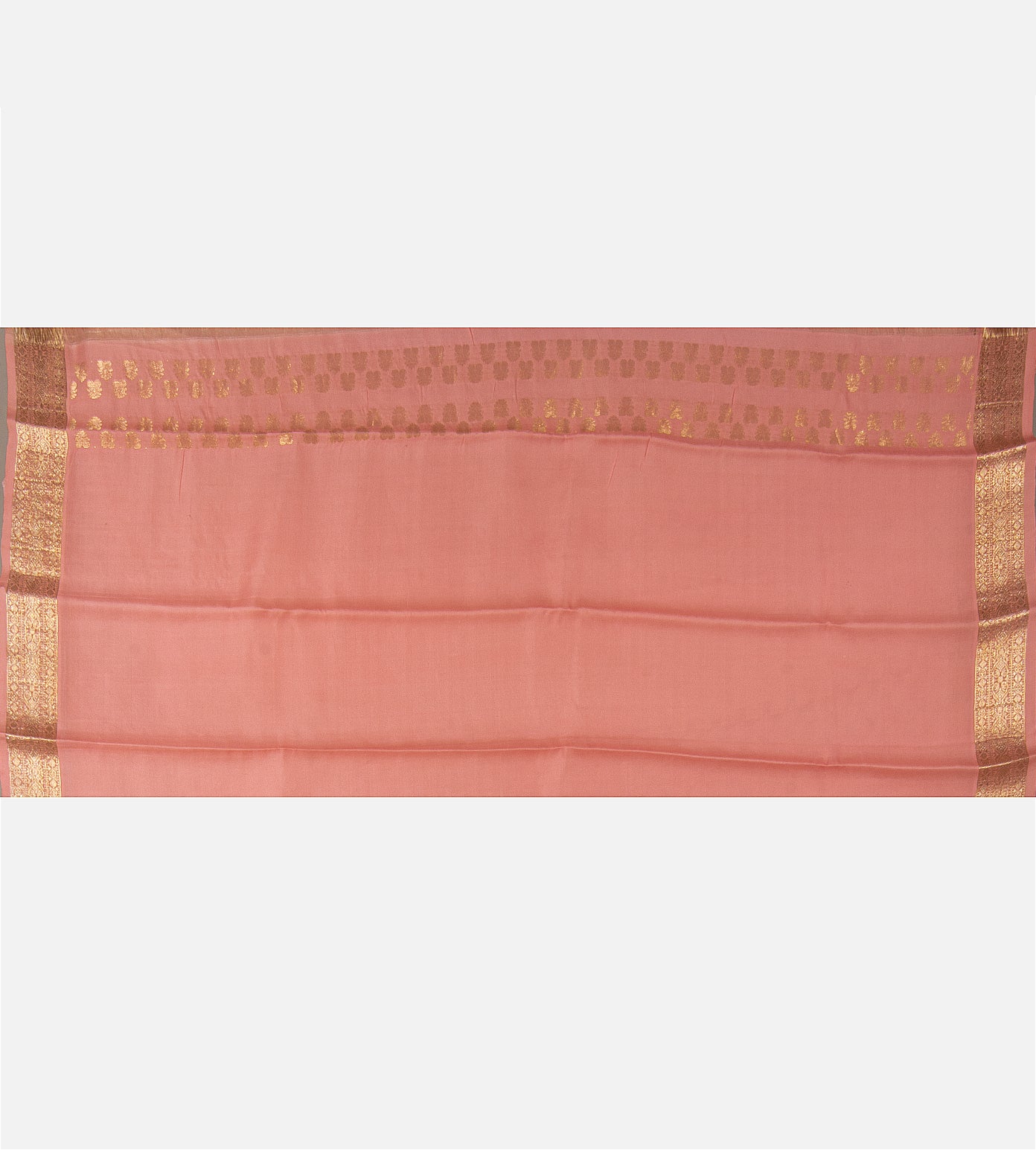 Peach Kora Kanchipuram Silk Saree