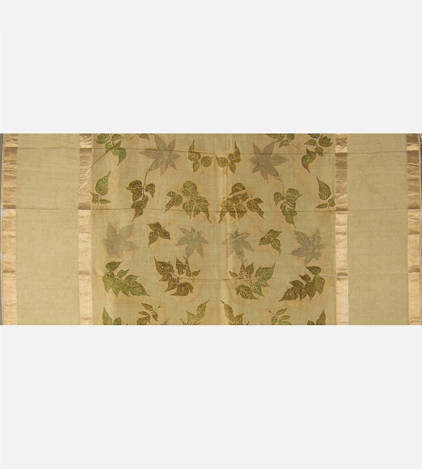 Green Eco-printed Kanchipuram Silk Saree