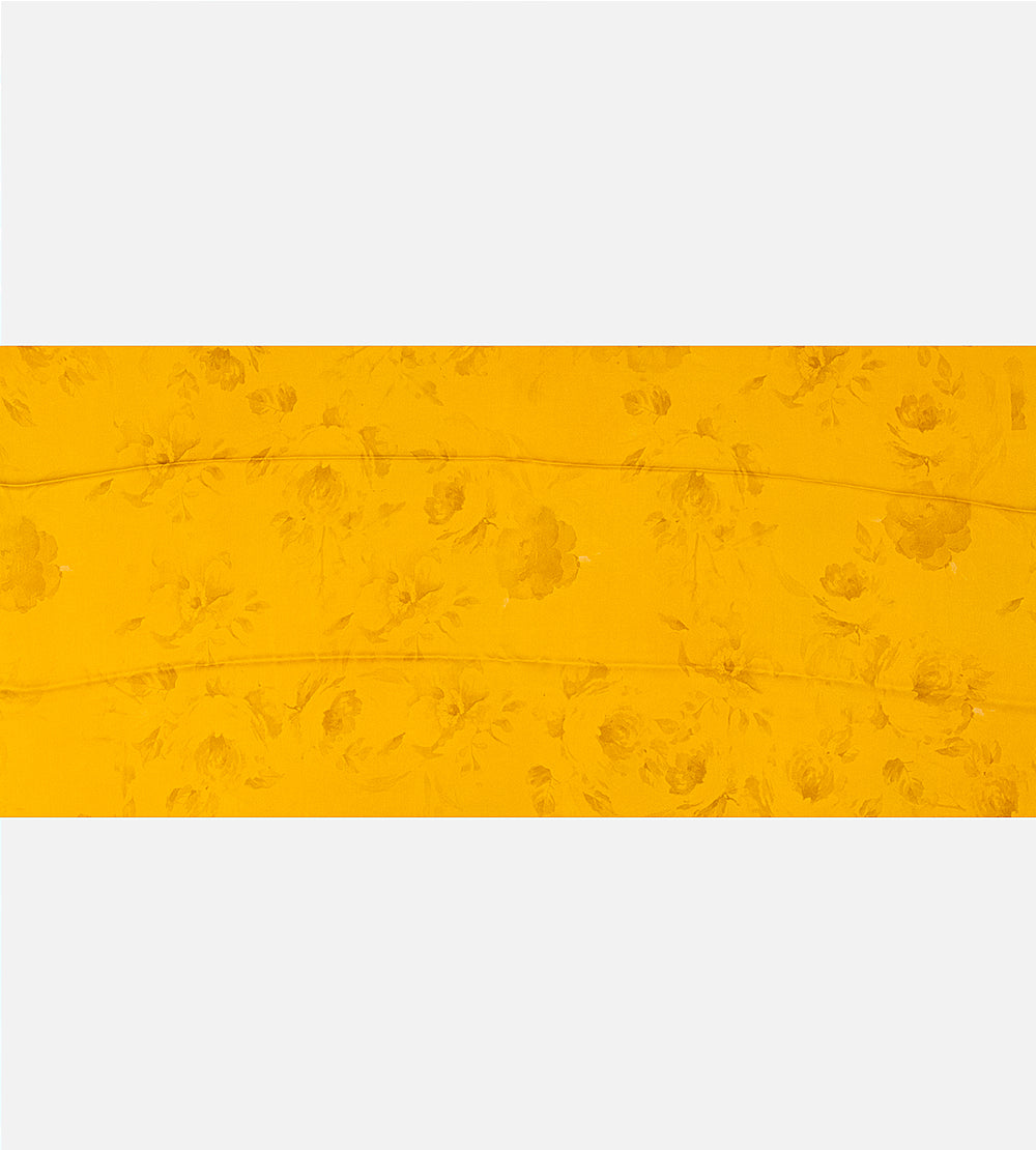 Yellow Satin Crepe Saree