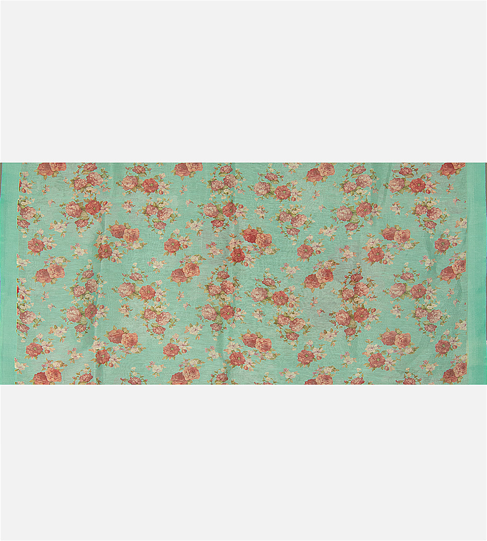 Pastel Mint Green Linen Saree