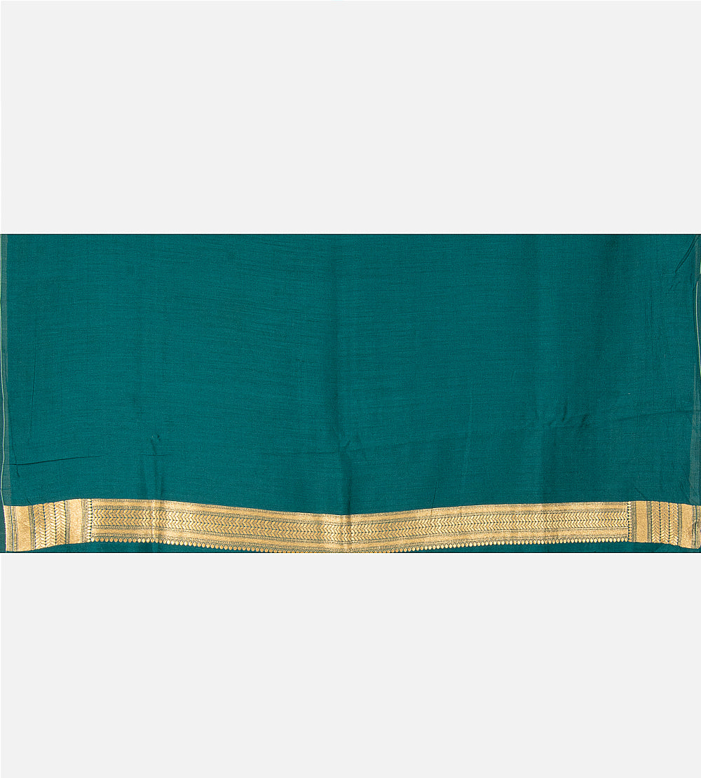 Deep Teal Banarasi Tussar Saree
