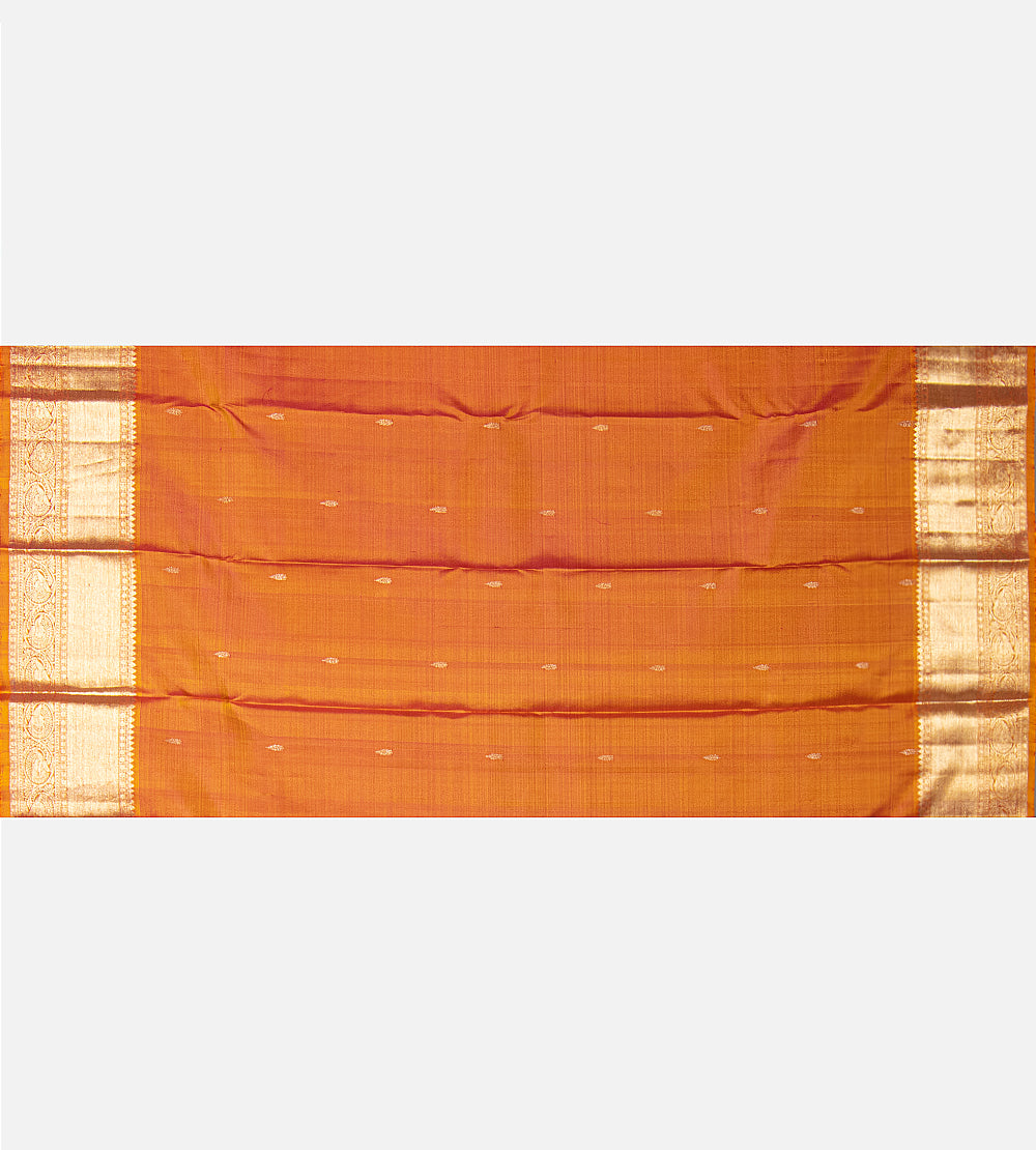 Pinkish Orange Kanchipuram Silk Saree