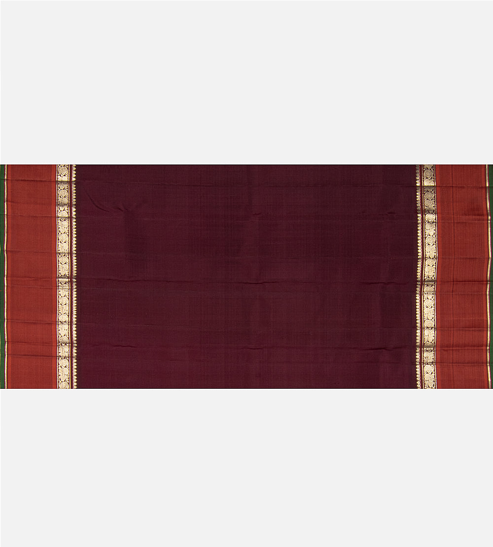 Maroon and Mustard Kanchipuram Silk Saree