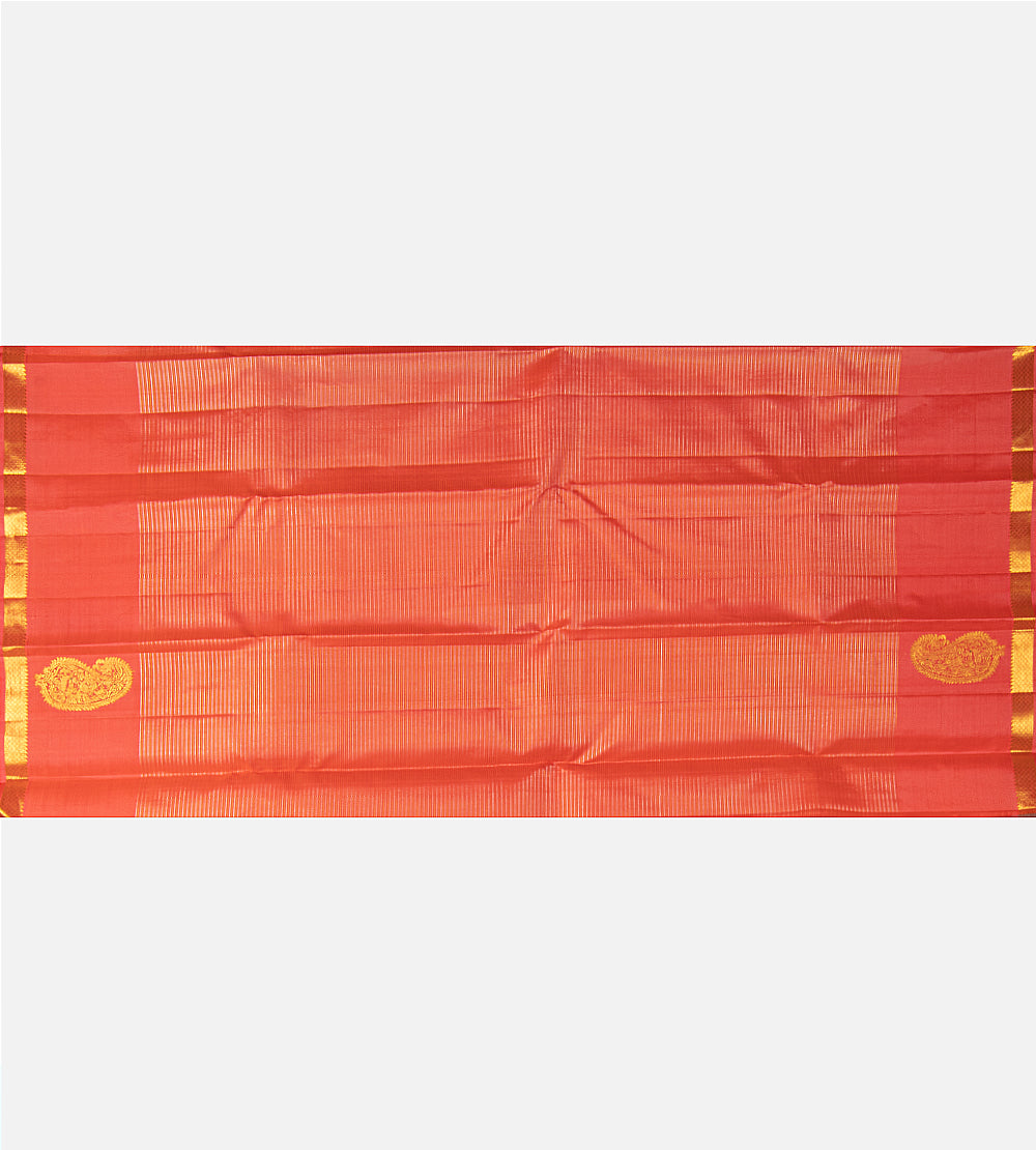 Deep Coral Kanchipuram Silk Saree