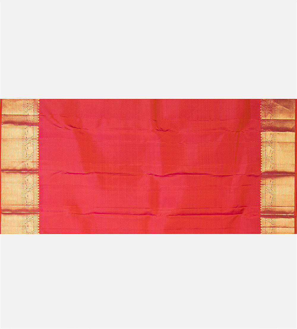 Pinkish Orange Kanchipuram Silk Saree