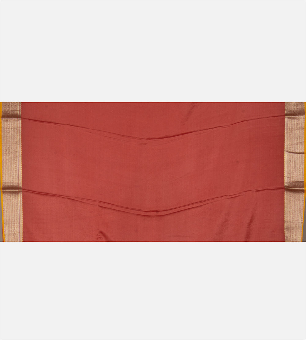 Deep Coral Banarasi Crepe Saree