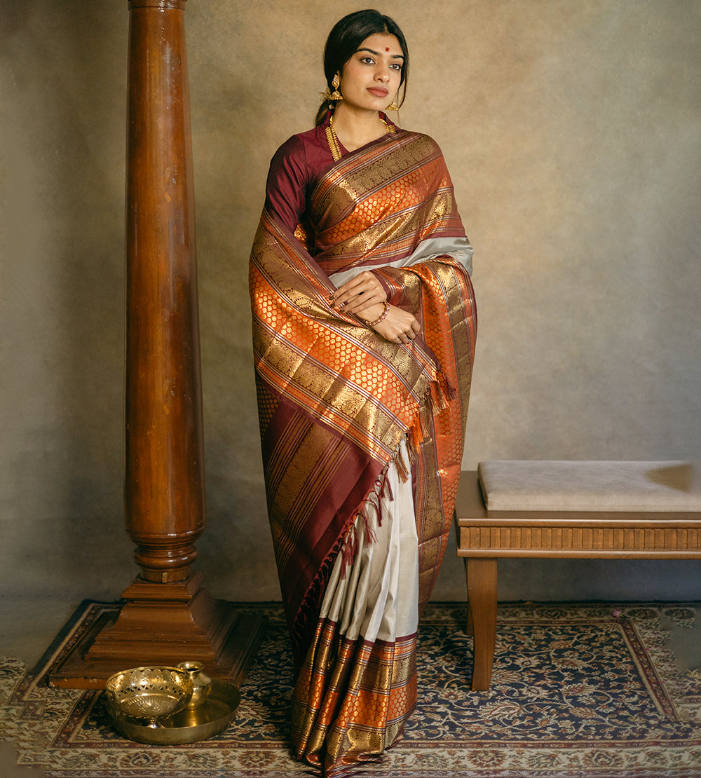 Grey Kanchipuram Silk Saree