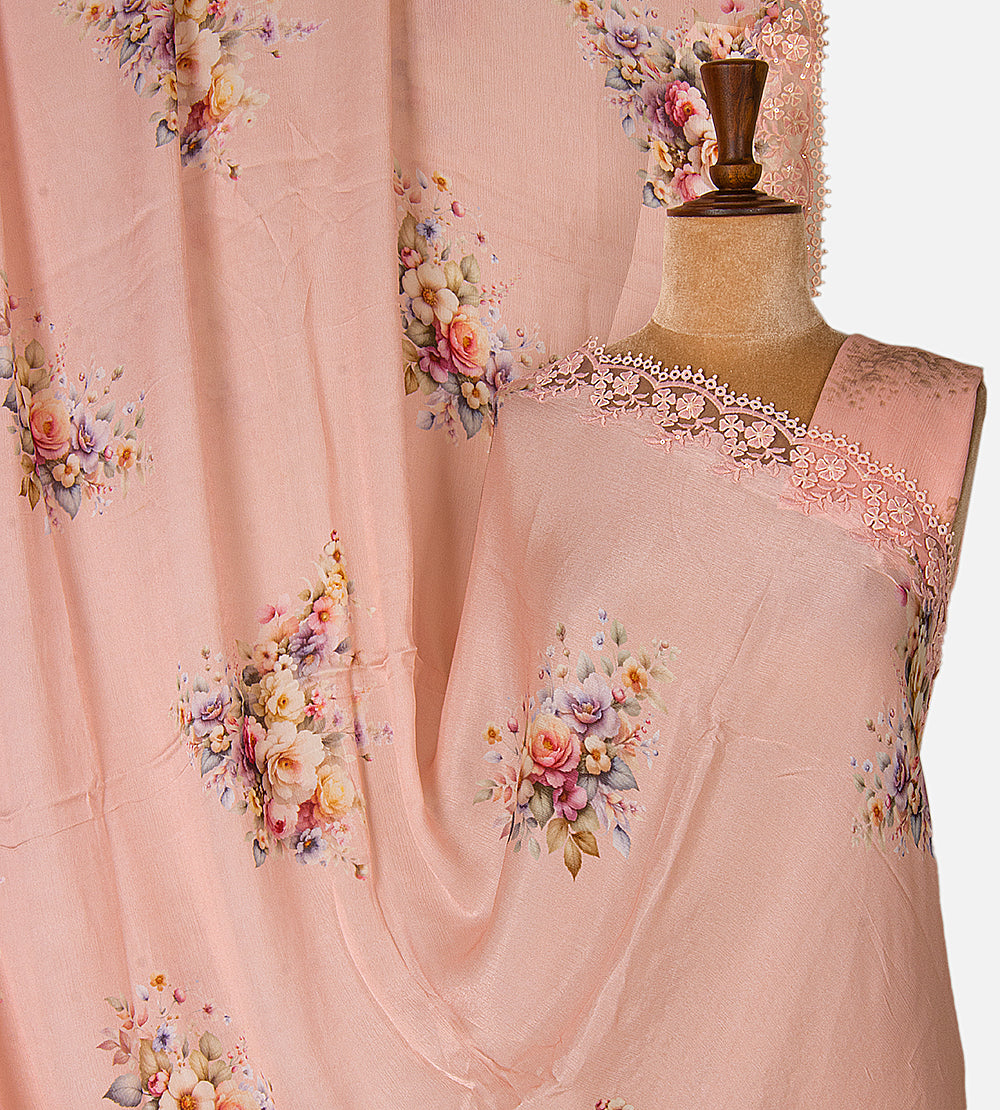 Pastel Pink Chiffon Saree