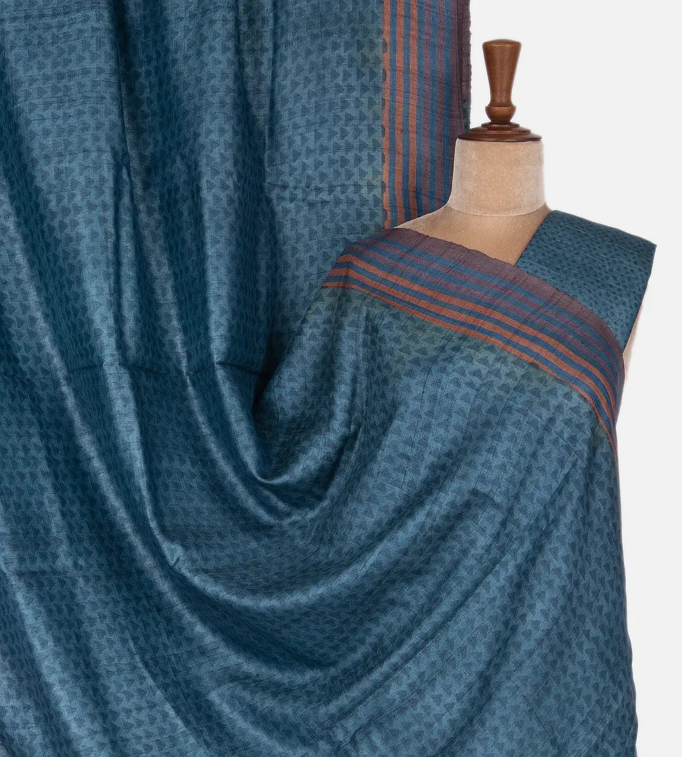 Blue Tussar Printed Saree