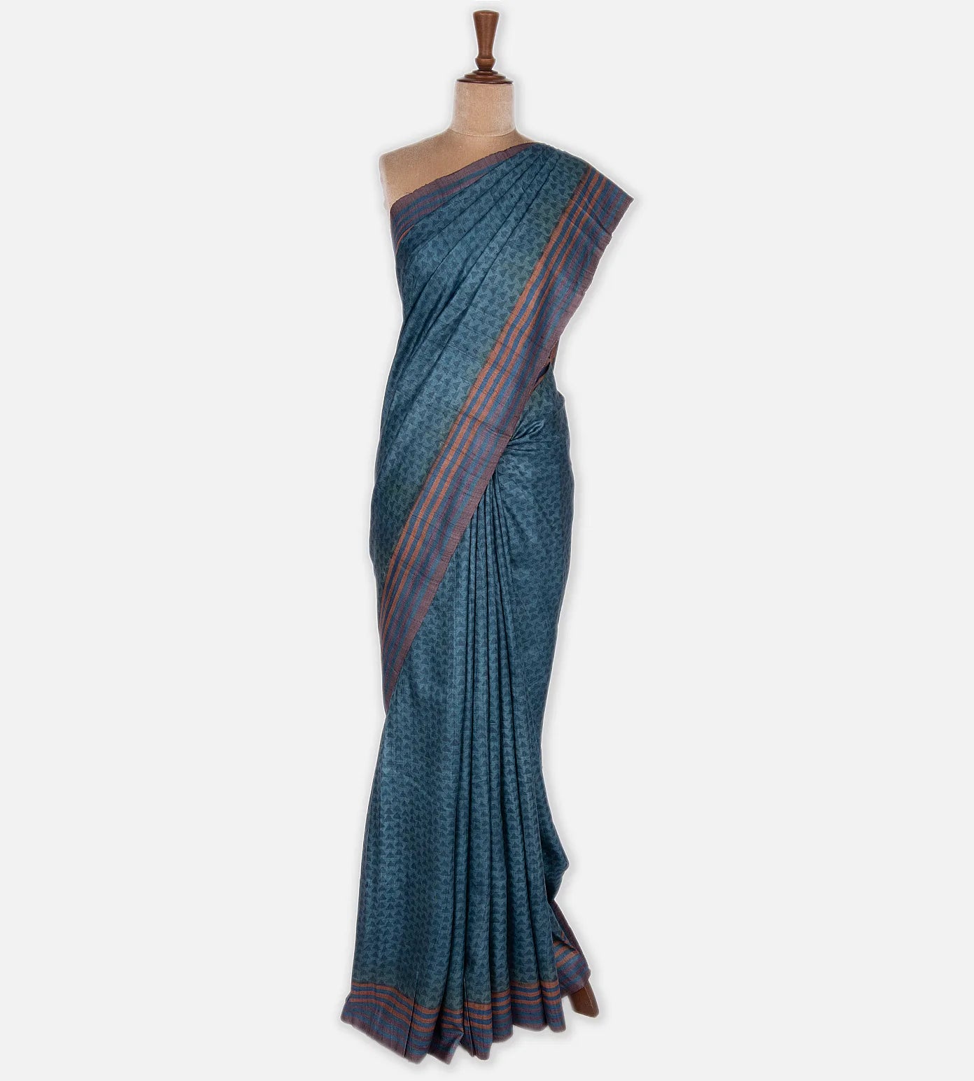 Blue Tussar Printed Saree