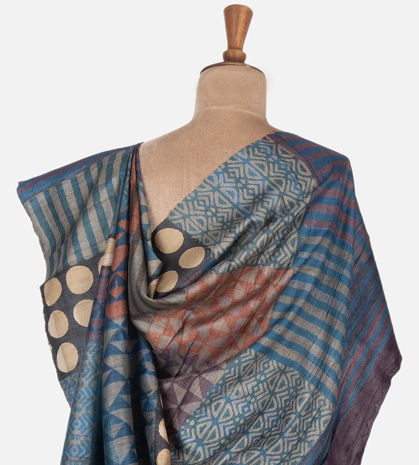 Blue Tussar Printed Saree