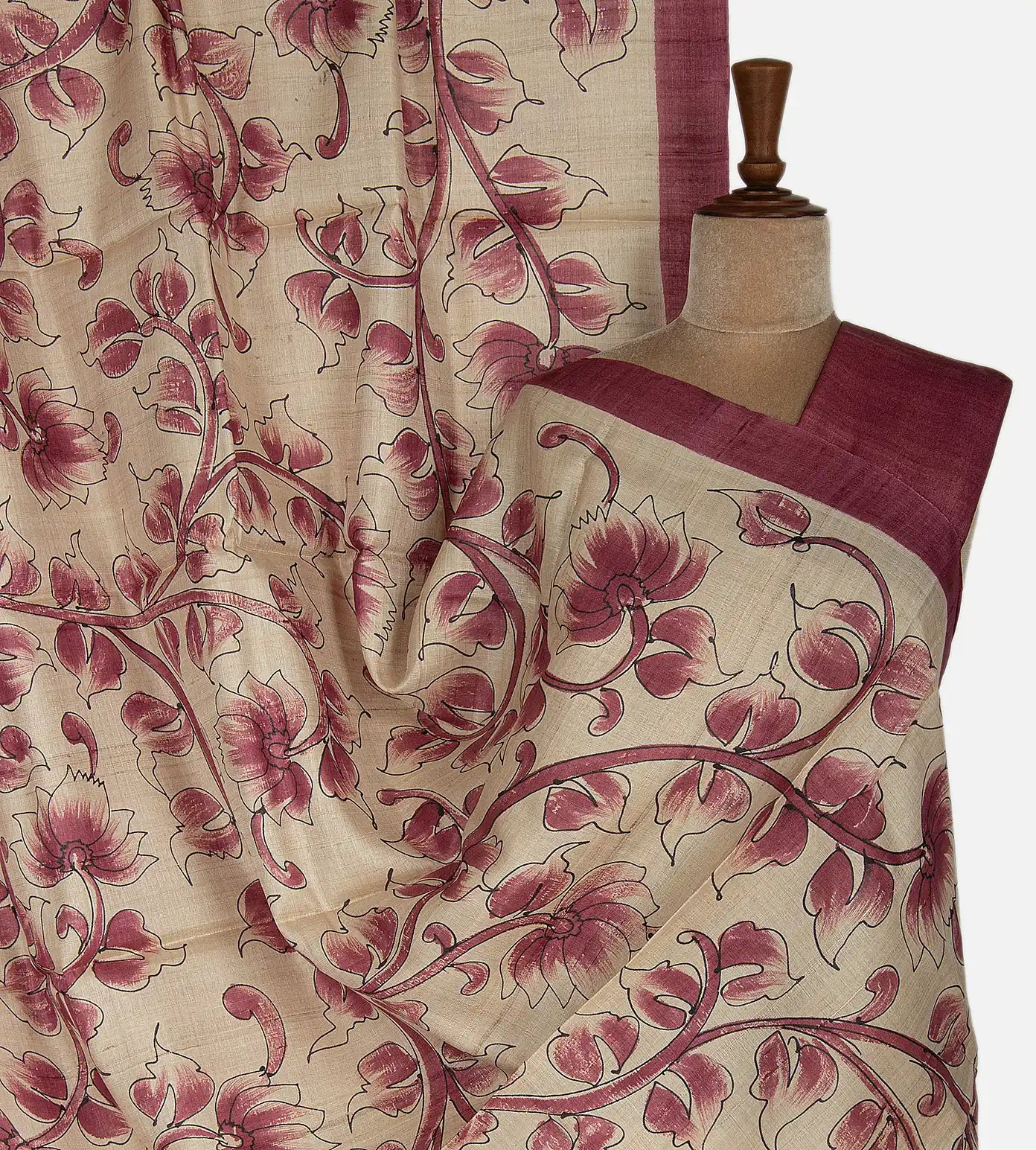 Creme Tussar Printed Saree