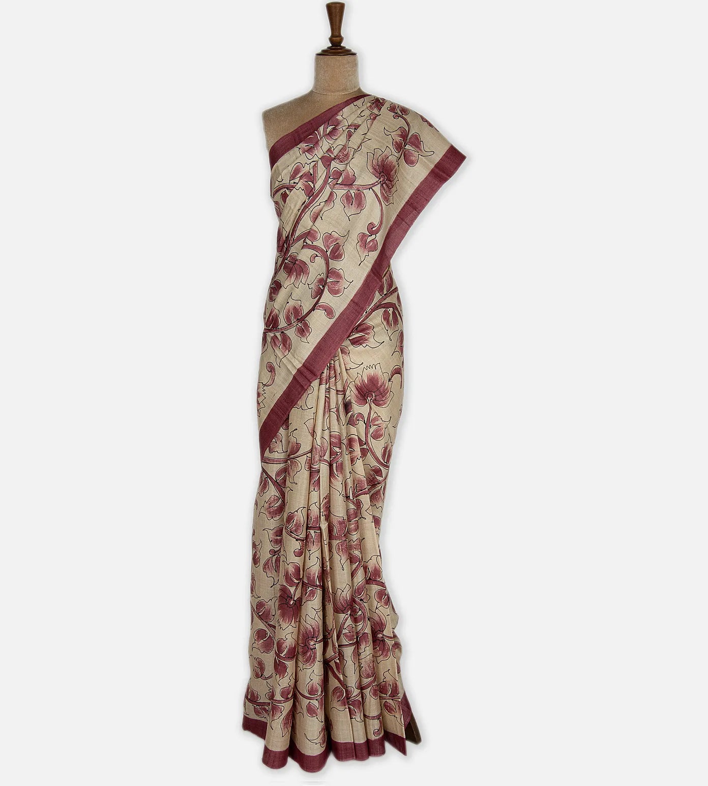 Creme Tussar Printed Saree