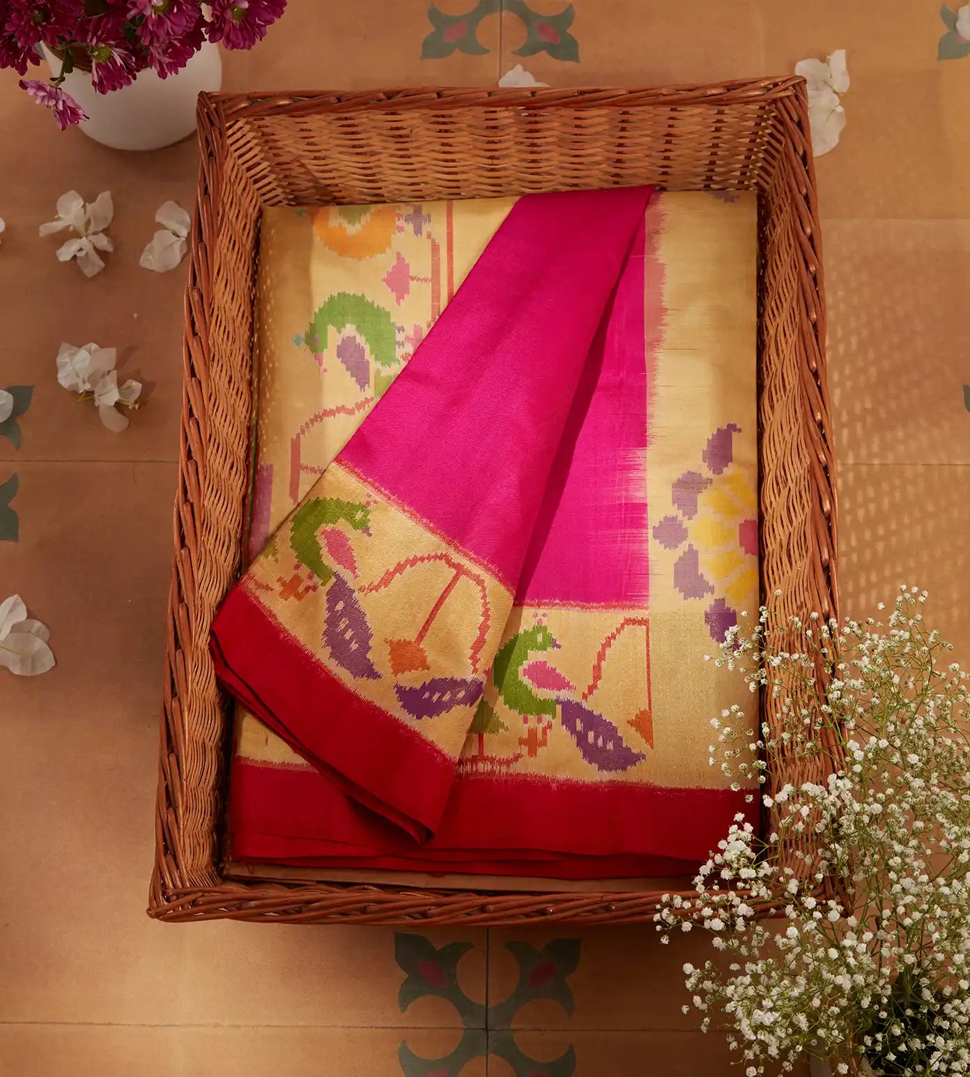 Pink Patola Silk Saree