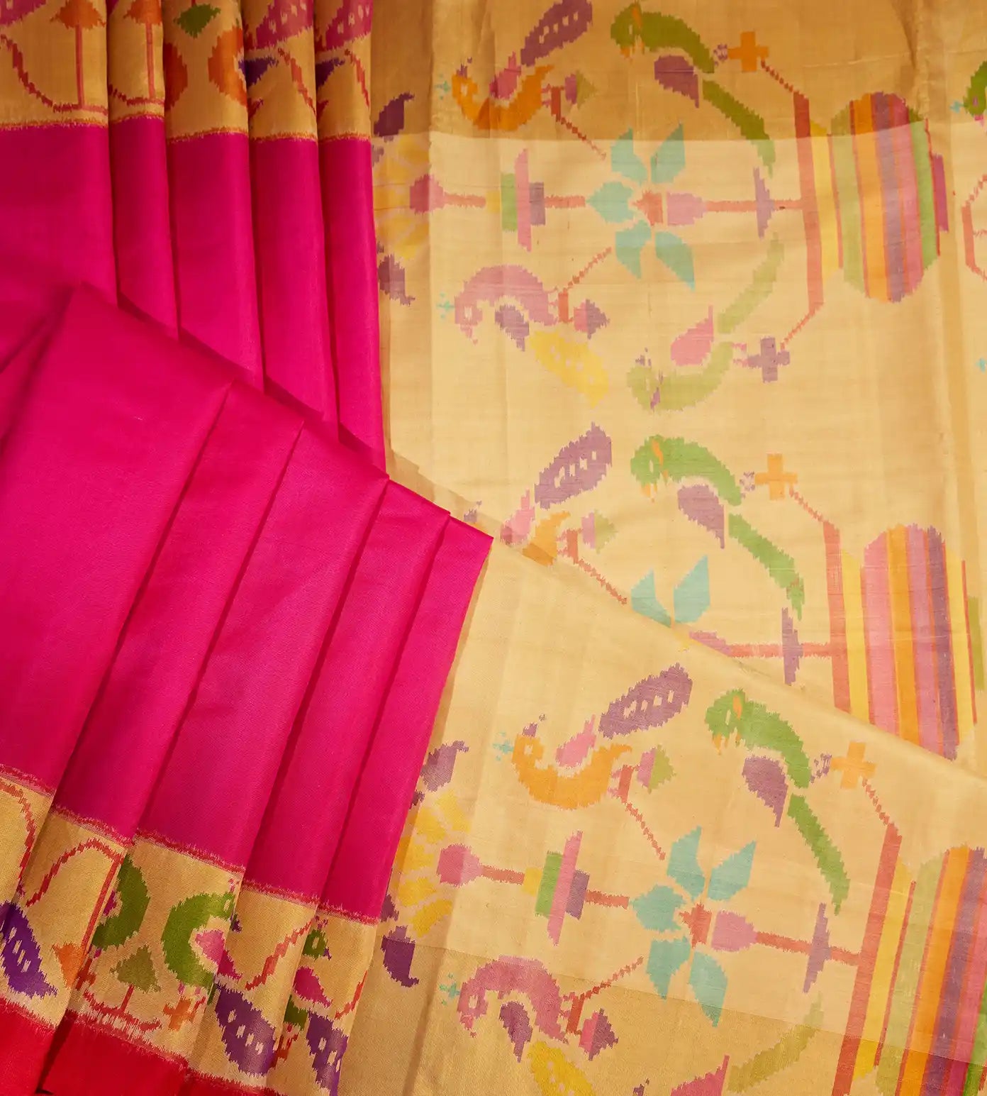 Pink Patola Silk Saree