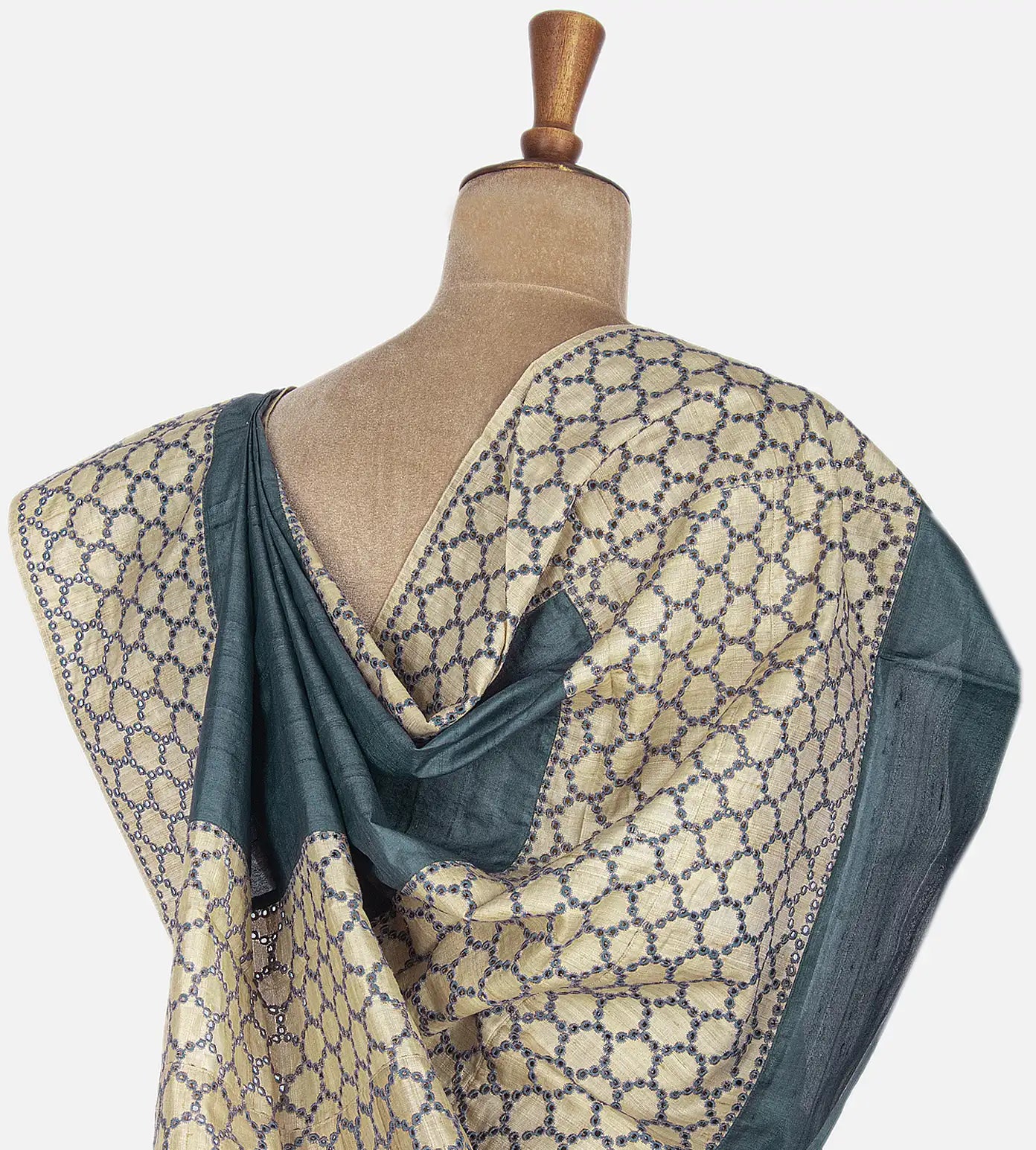 Powder Blue Tussar Embroidery Saree