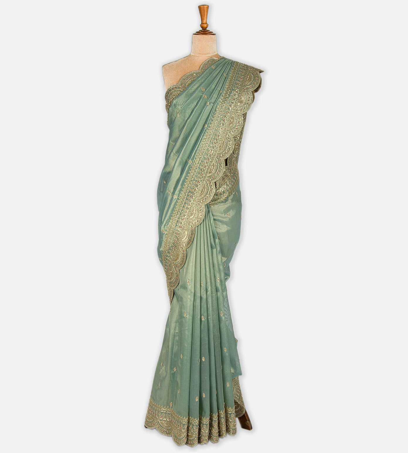 Blue Tissue Organza Saree