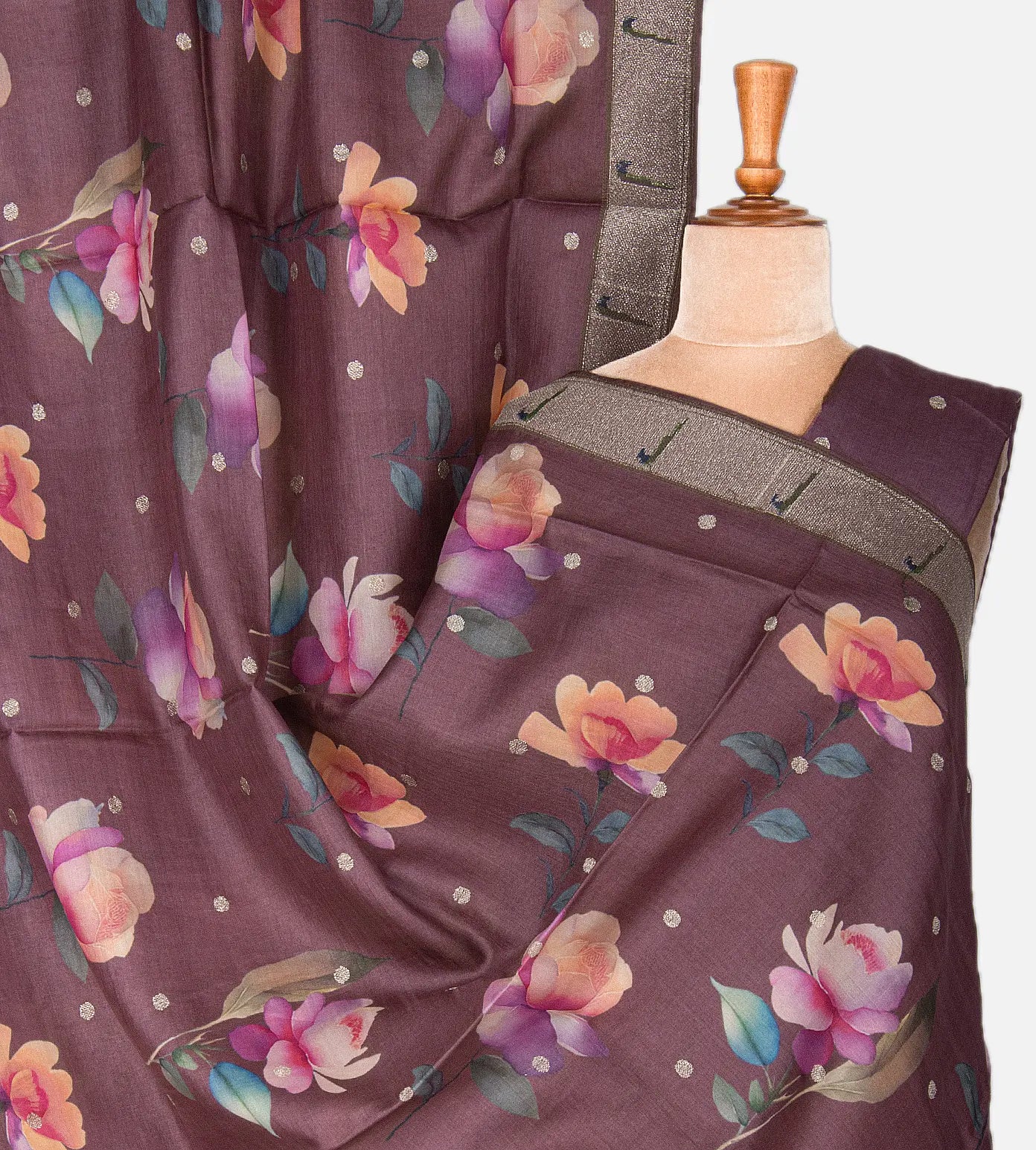 Mauve Tussar Paithani Saree