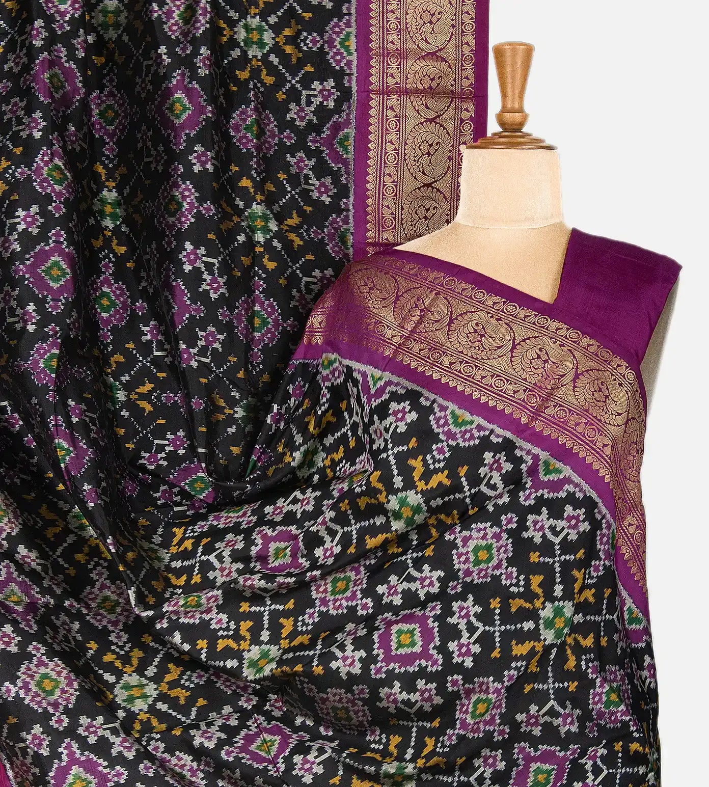 Black Ikkat Silk Saree