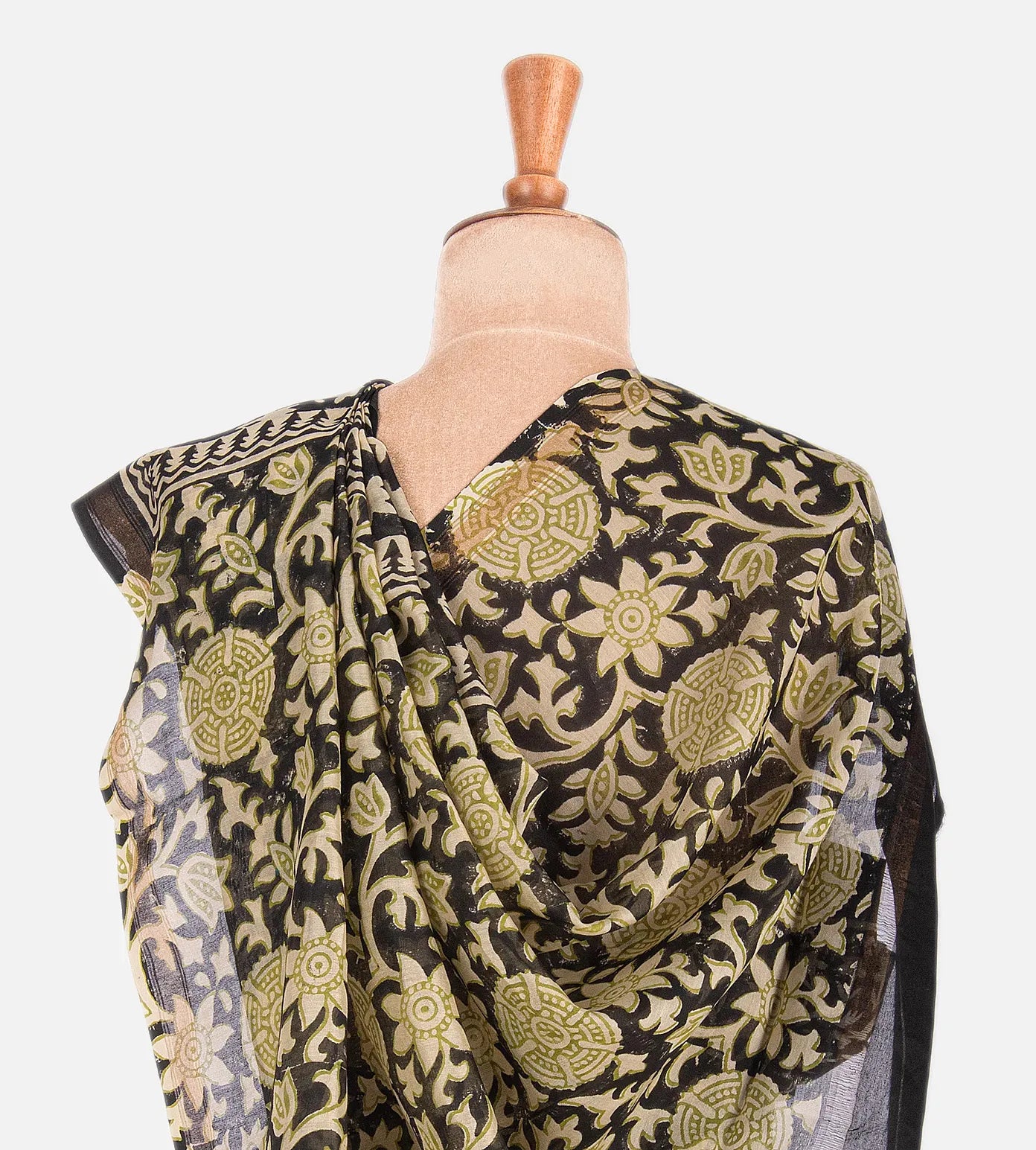 Black And Off-White Chanderi Cotton Saree