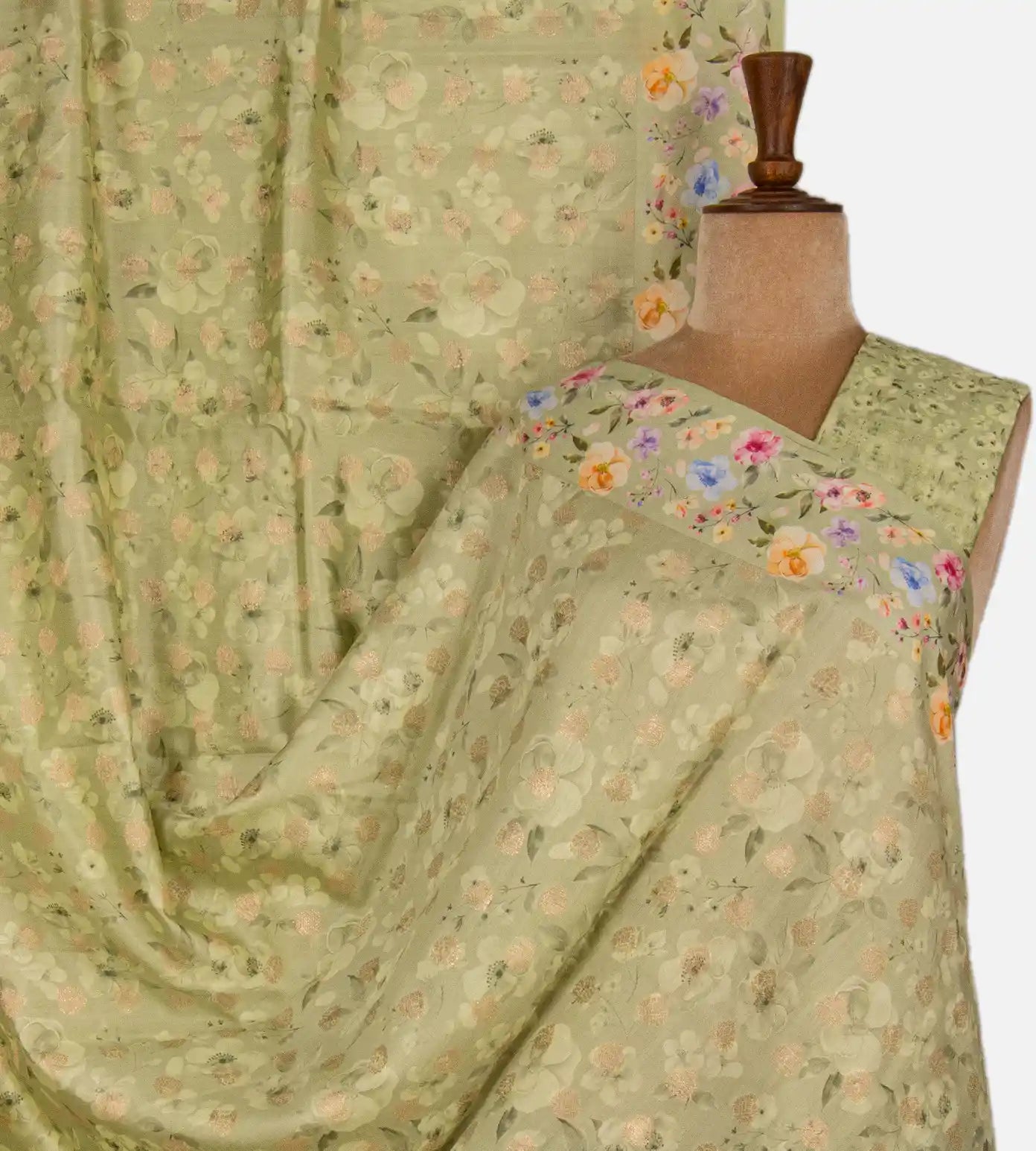 Pastel Green Chaniya Silk Saree